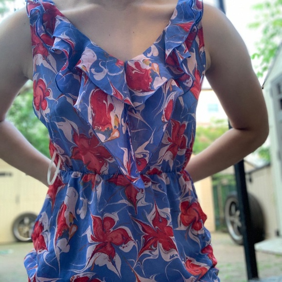 Spring Dress/ Flowers/ Asymmetrical with Ruffles - Picture 6 of 12